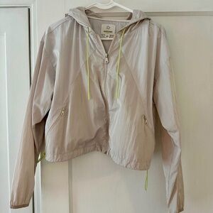 Aerie Colorblock Light White and Cream Rain Jacket, Women’s Small